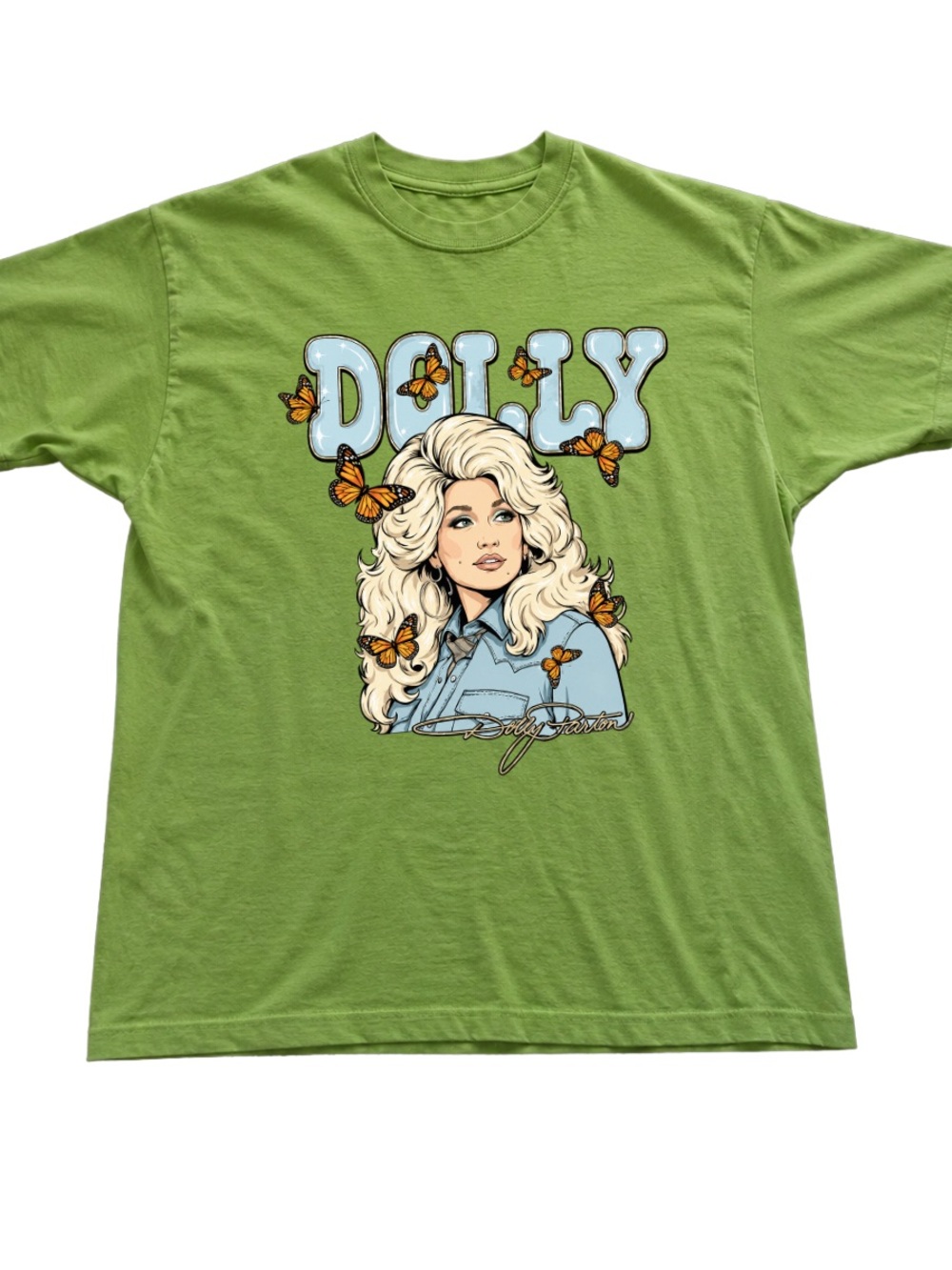 Kiwi Dolly Graphic Tee with Blue Accents